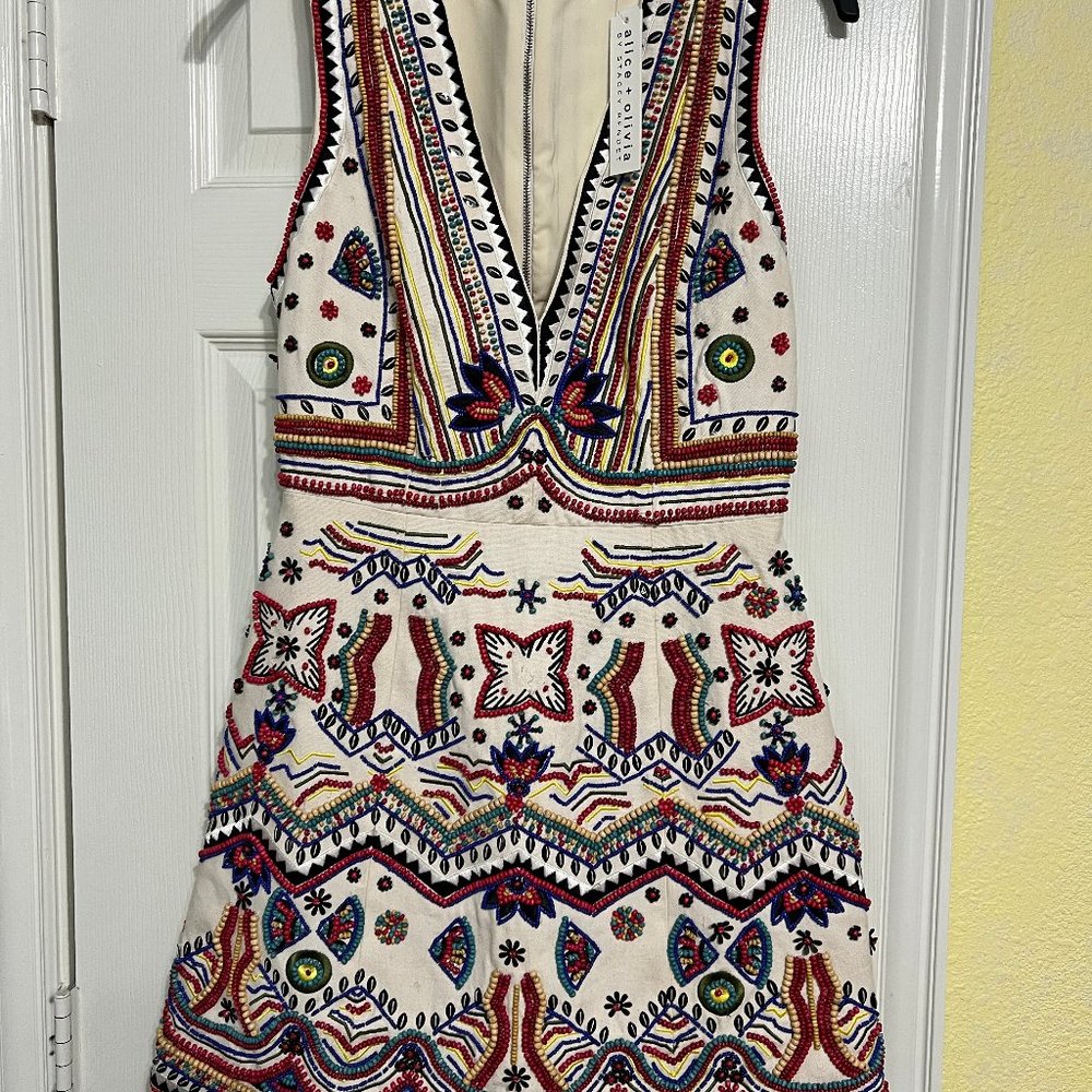 Alice and Olivia Beaded Mini Dress